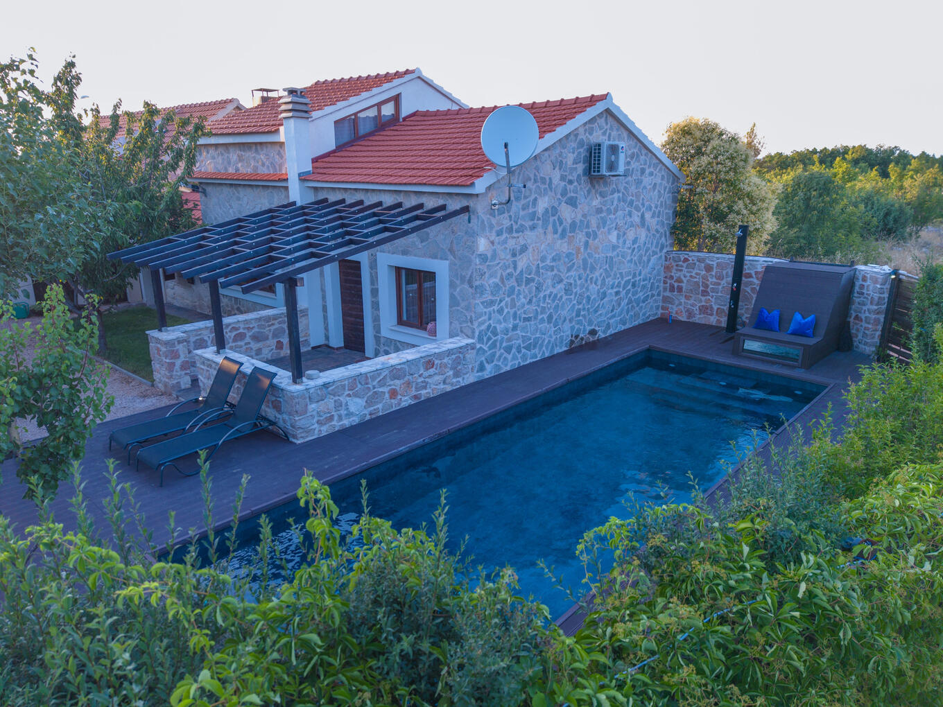 Aerial view of the pool and terrace Aerial view of the pool and terrace